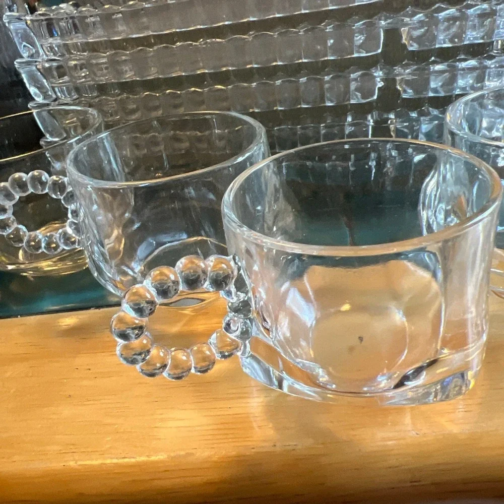5 sets VTG Hazel Atlas Ball & Rib Glass Sip N Snack Luncheon Cup & small Tray‎